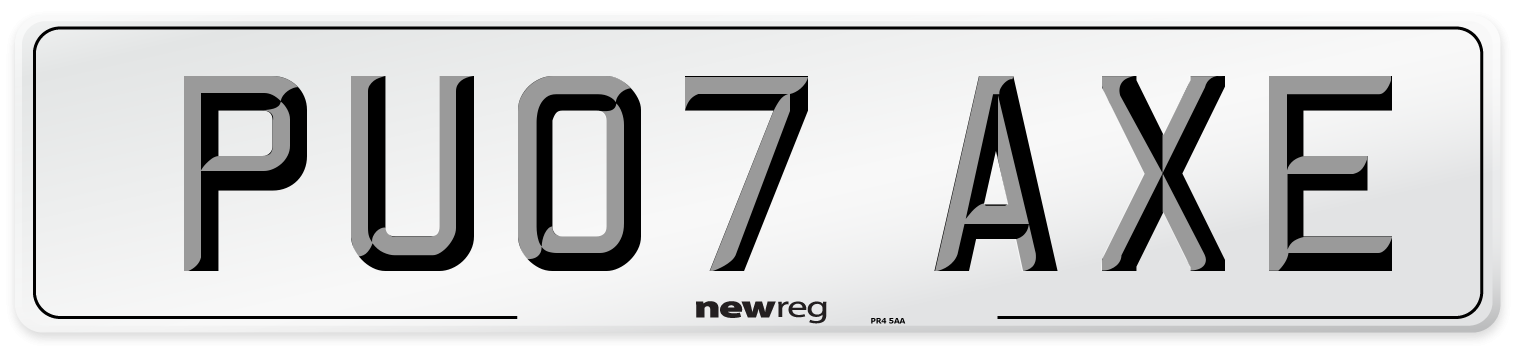 PU07 AXE Number Plate from New Reg
